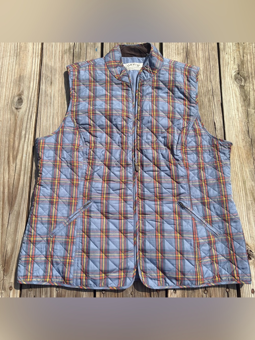 Orvis Cottagecore Quilted Vest Sunderland Blue Plaid Country Girl size XL